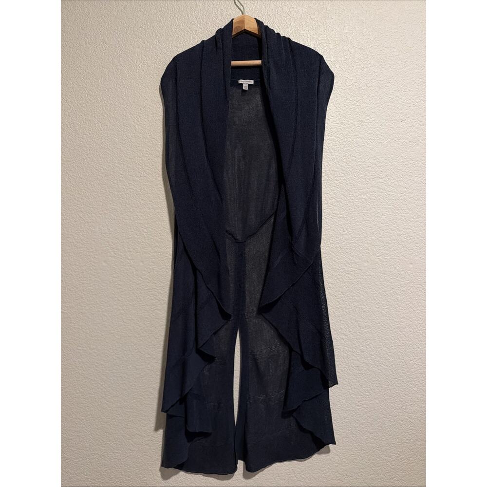 Linea Domani Minimalist Luxury Cardigan Long Line Blue Drape Lagenlook Boho Art - Picture 2 of 8